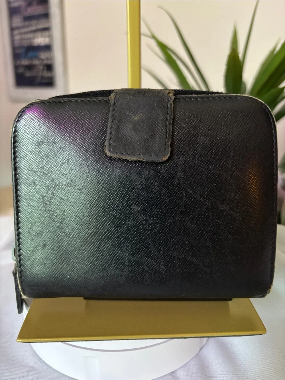 Prada Black Saffiano Leather Zip-Around Wallet